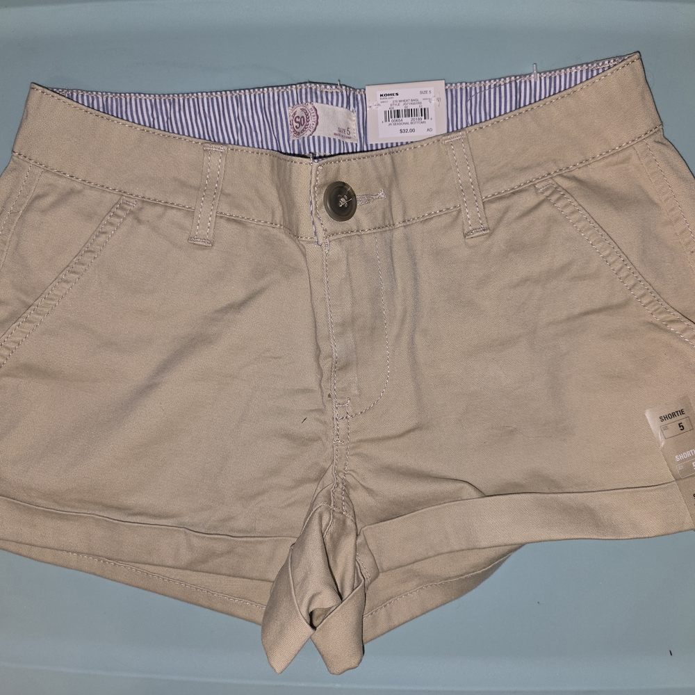 SO Women's Low Rise Tan Shorts